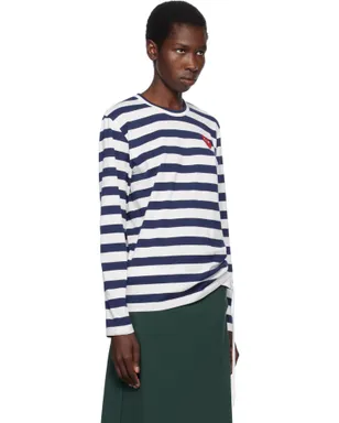 COMME des GARÇONS PLAY ボーダー ラインストーン 長袖Tシャツ - サムネイル2