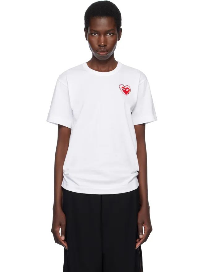 COMME des GARÇONS PLAY COMME des GARÇONS PLAY レッドハート メタルストーン エンブレム Tシャツの商品画像