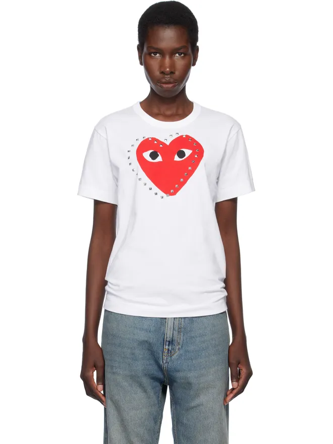 COMME des GARÇONS PLAY COMME des GARÇONS PLAY プリント レッドハート スタッズ Tシャツの商品画像