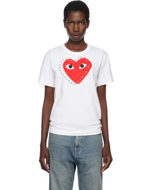 COMME des GARÇONS PLAY プリント レッドハート スタッズ Tシャツ - サムネイル1