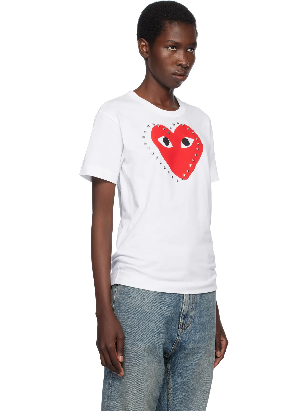 COMME des GARÇONS PLAY プリント レッドハート スタッズ Tシャツ - 画像2