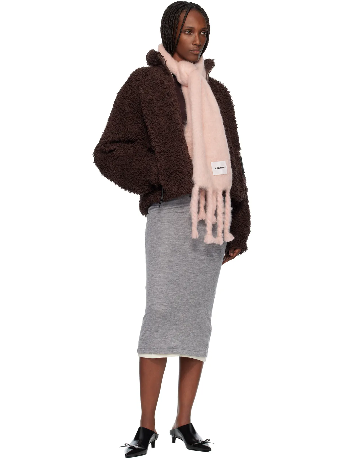 Jil Sander スリム ウールブレンド マフラー - 画像2