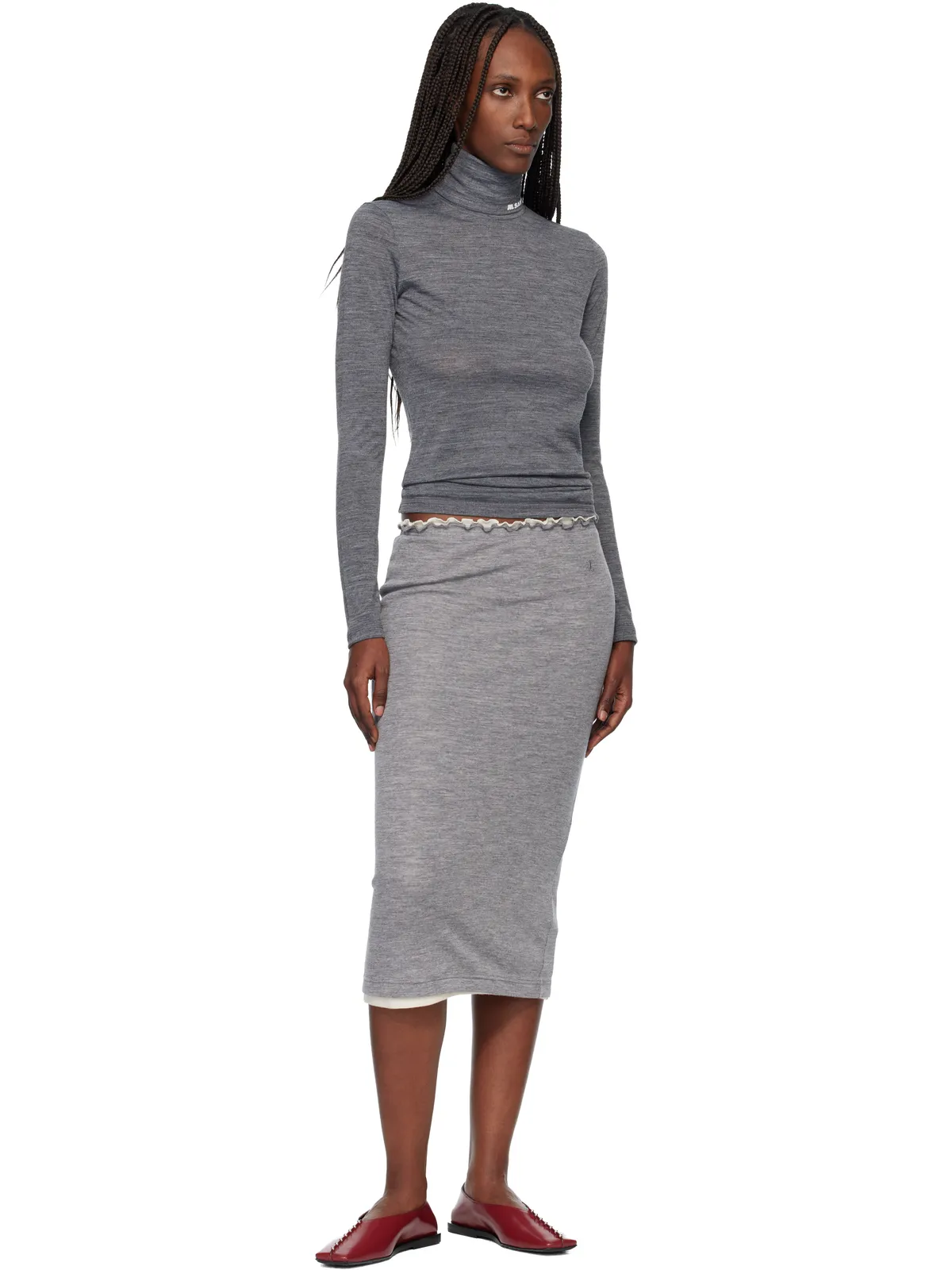 Jil Sander レザー バレエシューズ - 画像5