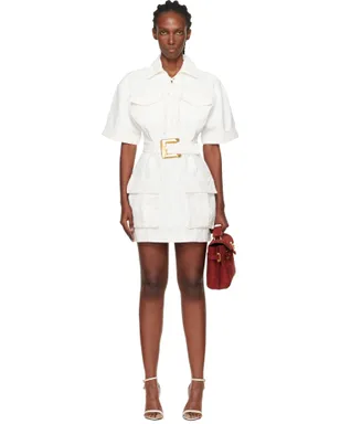 BALMAIN レースアップ キャンバス ミニワンピース - サムネイル1