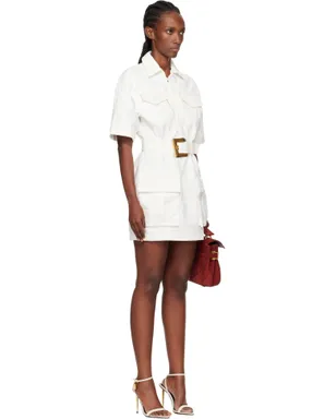 BALMAIN レースアップ キャンバス ミニワンピース - サムネイル2