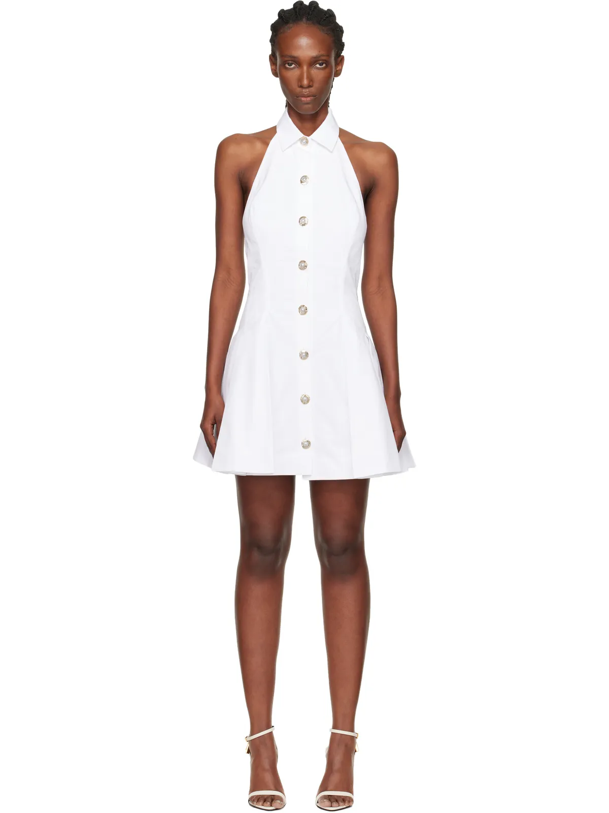 BALMAIN Aライン バックレス ポプリン ミニドレス - 画像1
