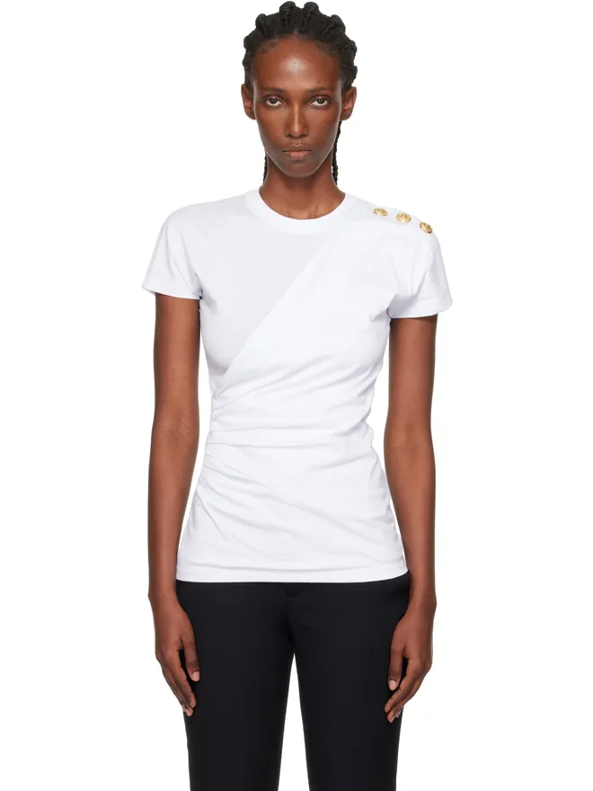 BALMAIN BALMAIN ドレープ ジャージ 半袖Tシャツの商品画像