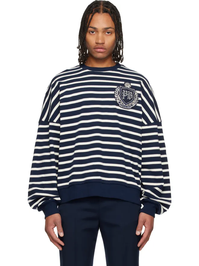 BALMAIN BALMAIN College Emblem Breton Stripes コットン スウェットシャツの商品画像
