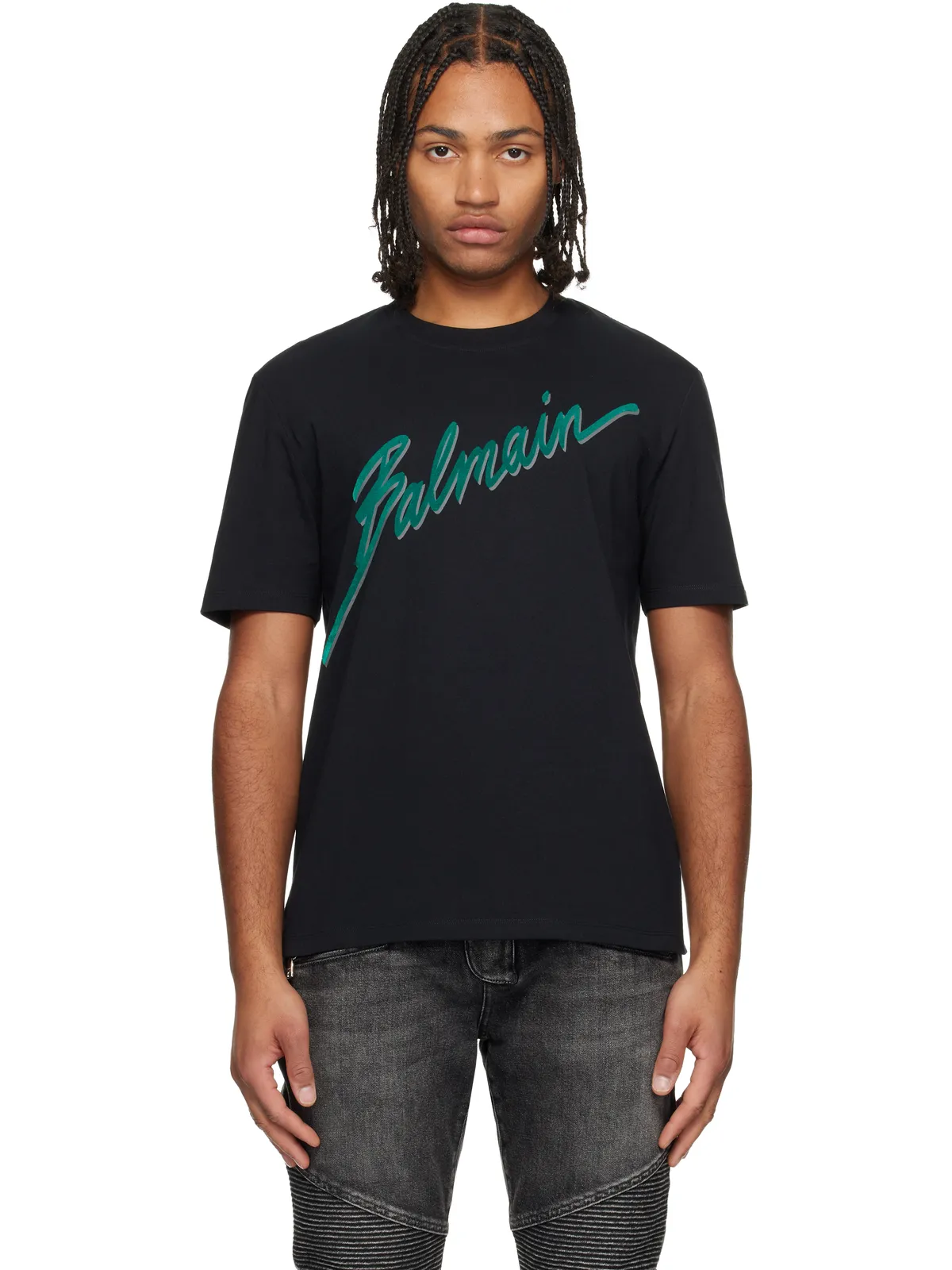 BALMAIN 'Balmain' Lettre Flocked Tシャツ - 画像1