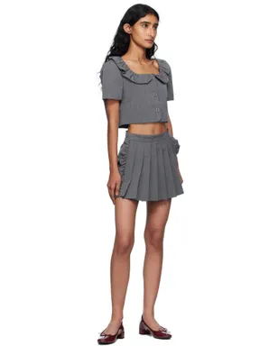 Pushbutton Frilled Neck クロップド トップス - サムネイル4