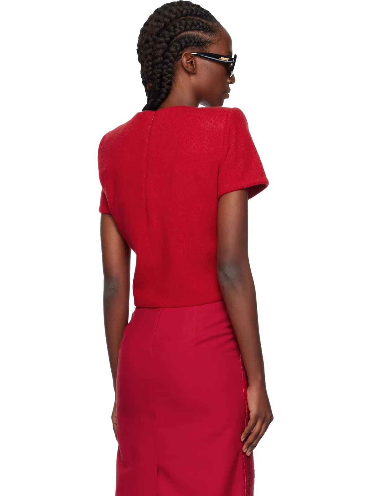 Pushbutton Curvy Shoulder ニット トップス - 画像3