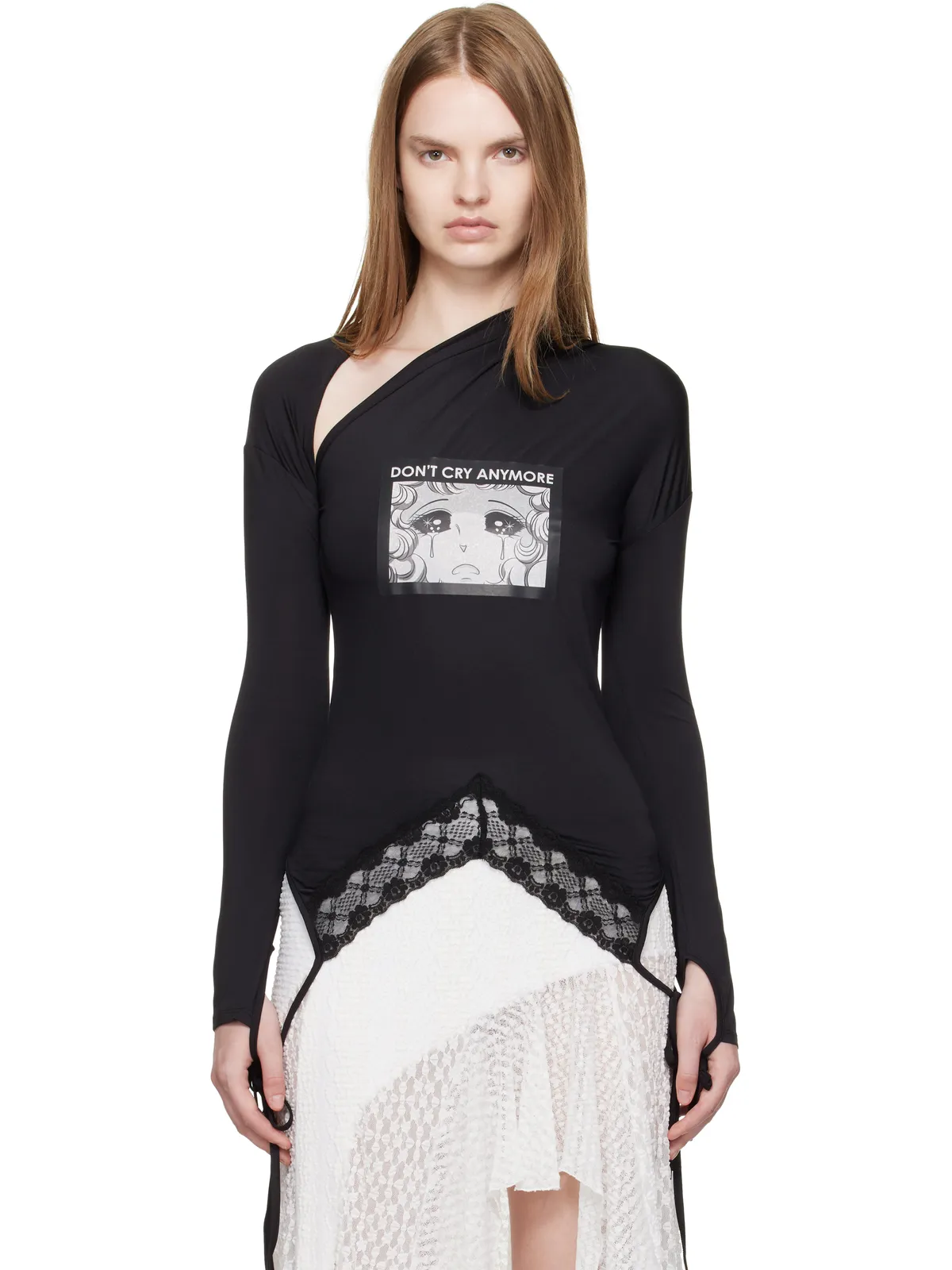 Pushbutton アシンメトリーネック ジャージ トップス - 画像1