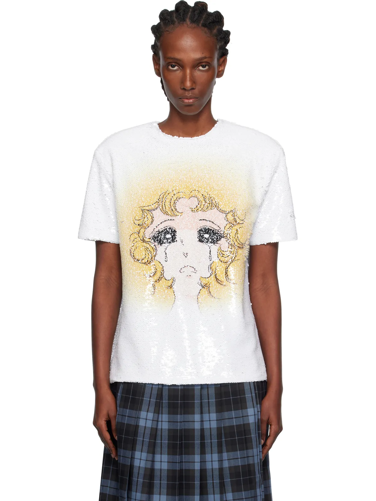 Pushbutton Crying Girl スパンコール Tシャツ - 画像1