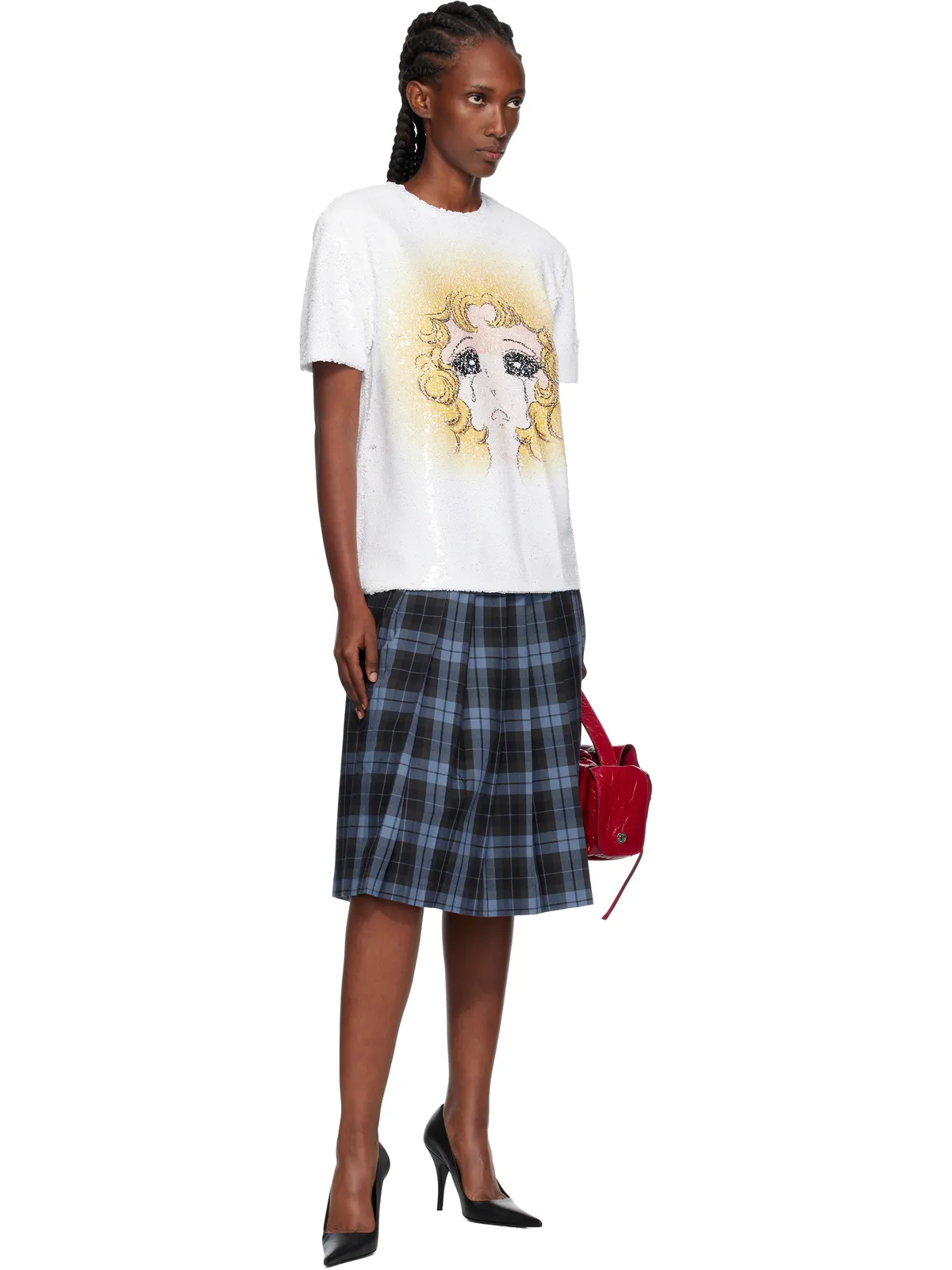 Pushbutton Crying Girl スパンコール Tシャツ - 画像4
