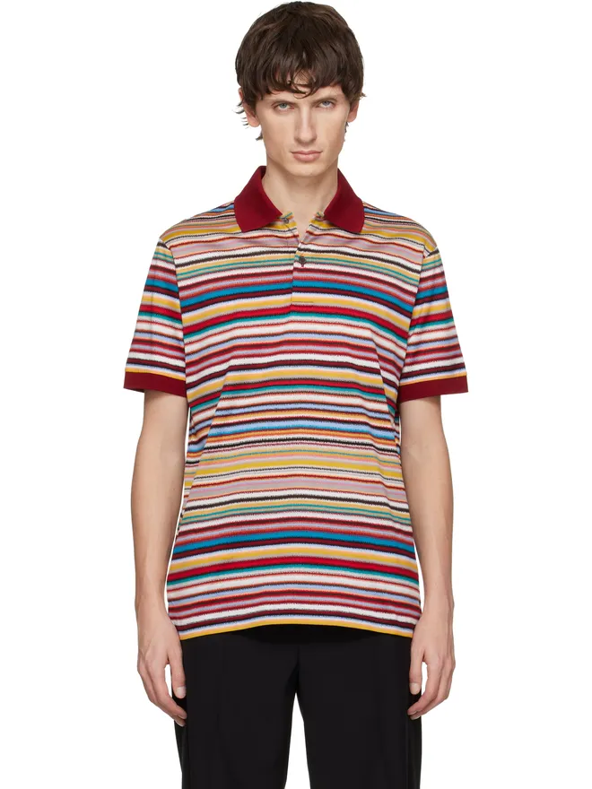 Paul Smith Paul Smith Noisy 'Signature Stripe' コットン ポロシャツの商品画像