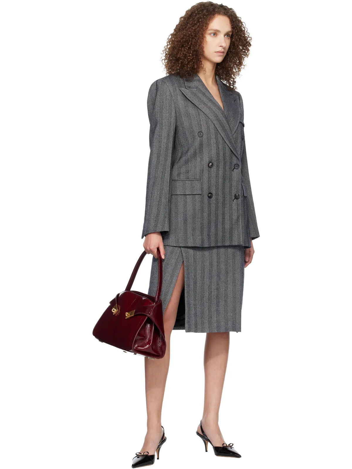 FERRAGAMO Chenille Pencil Double スリット ミディアムスカート - 画像4