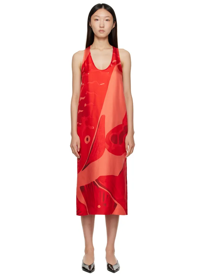 FERRAGAMO FERRAGAMO Fish Print シルク マキシワンピースの商品画像