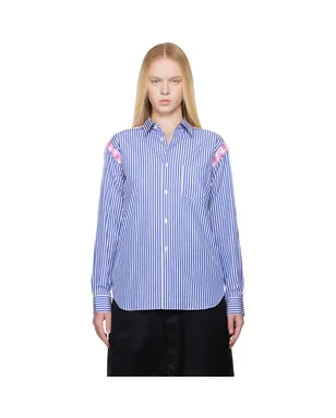 Comme des Garçons Shirt ストライプ ギンガムトリム シャツ - サムネイル1