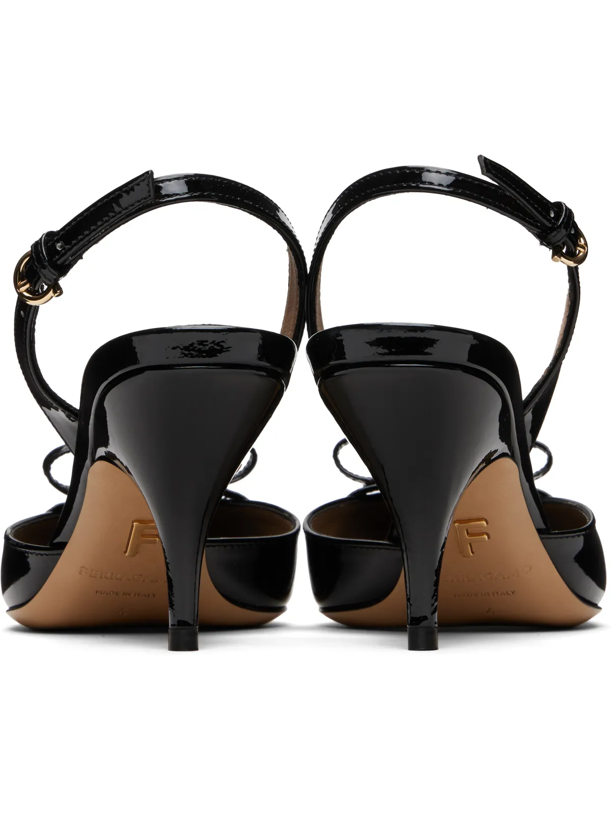FERRAGAMO ブラック Mini Bow スリングバック パンプス - 画像2