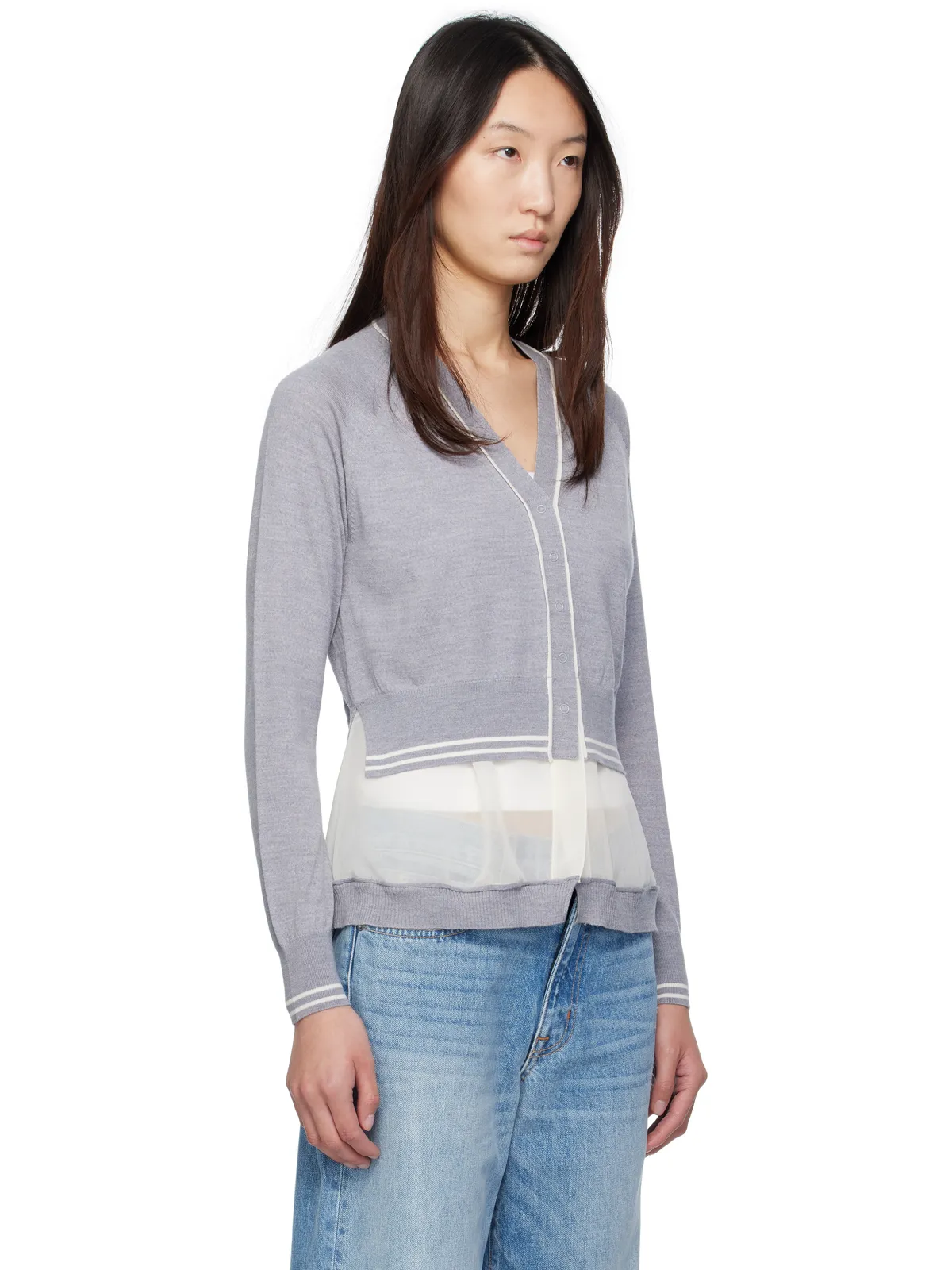 3.1 Phillip Lim Boxy Cardigan Chiffon Combo カーディガン - 画像2