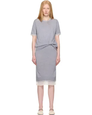 3.1 Phillip Lim ドレープ ニット＆オーガンザ ミディアムワンピース - サムネイル1
