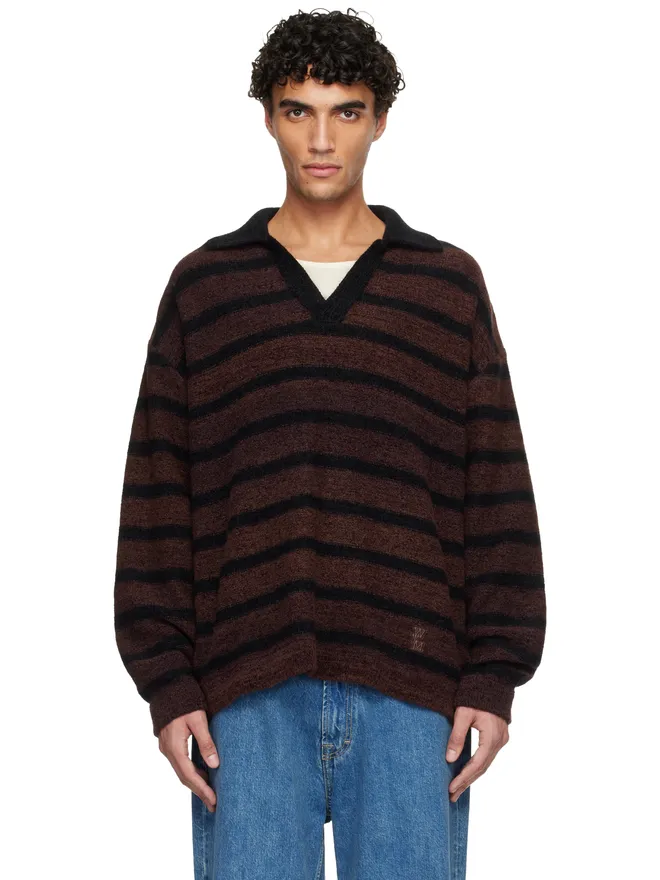 WOOYOUNGMI WOOYOUNGMI Striped Collar ニットポロシャツの商品画像