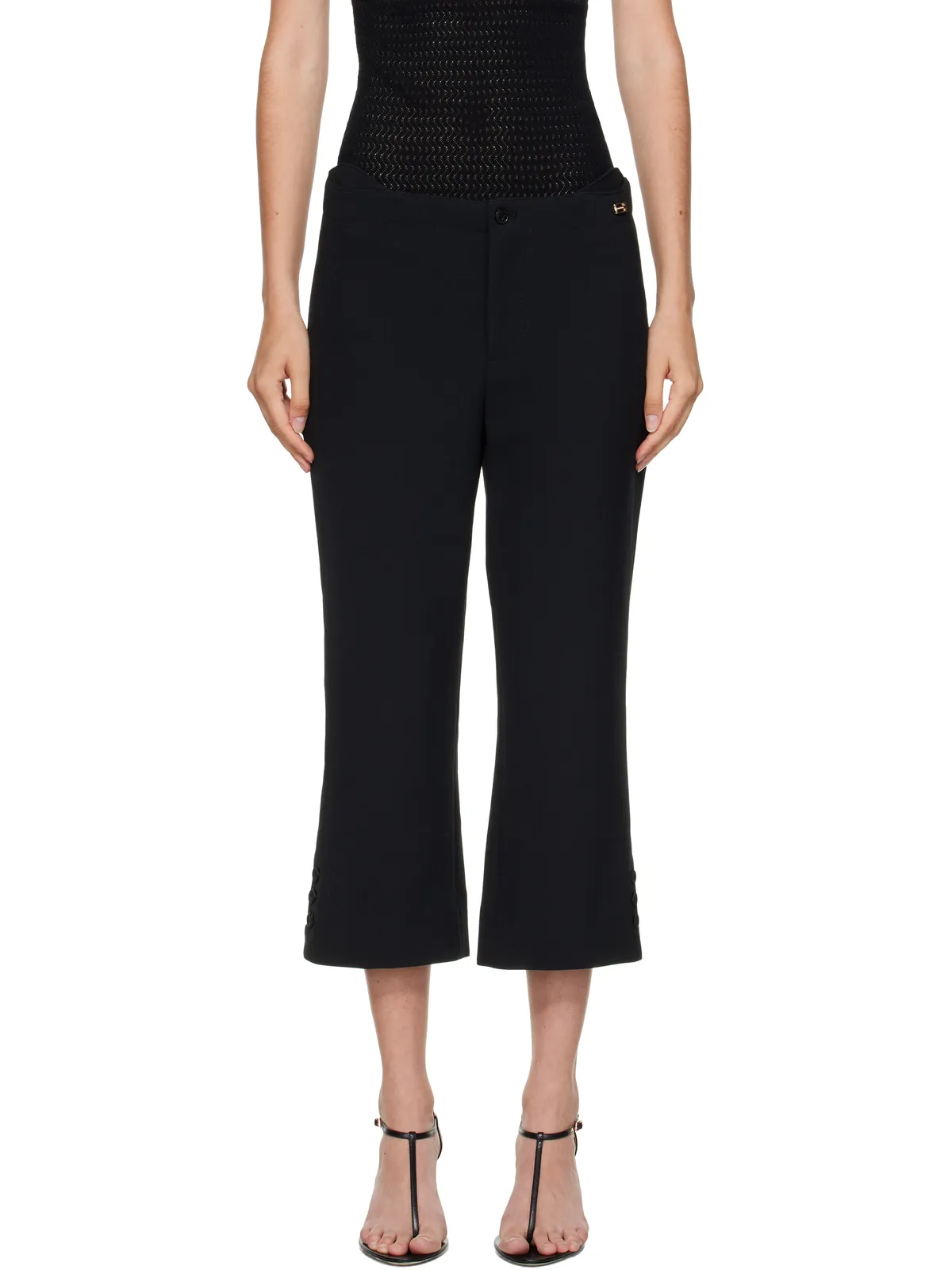Victoria Beckham タブ ディテール クロップド トラウザーズ - 画像1