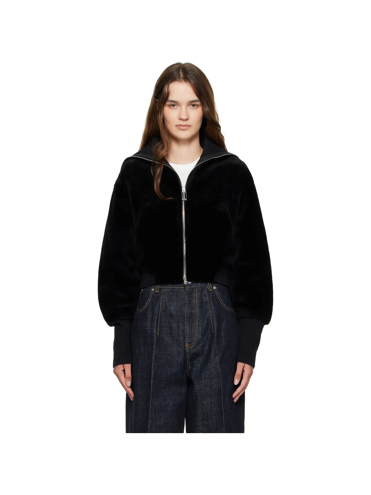 Victoria Beckham ジッパー シアリング ボンバージャケット - 画像1