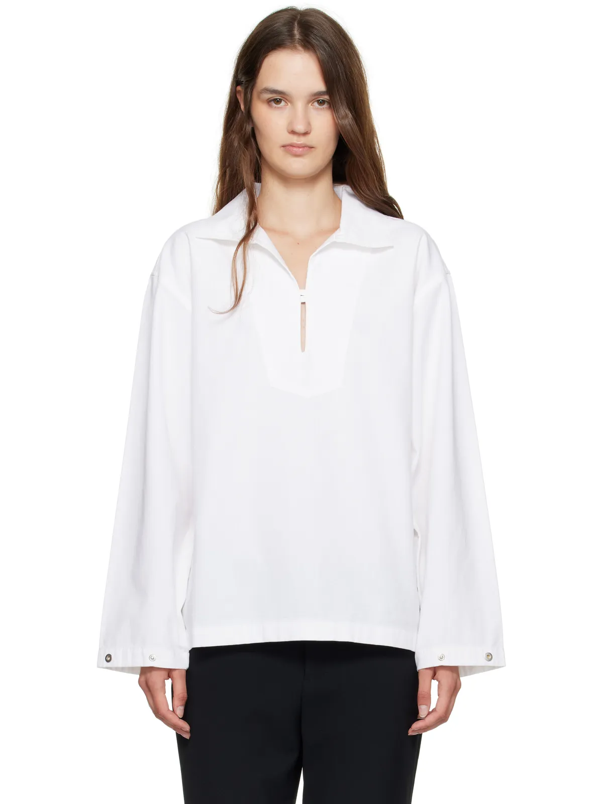Victoria Beckham タブ ディテール デニム ブラウス - 画像1
