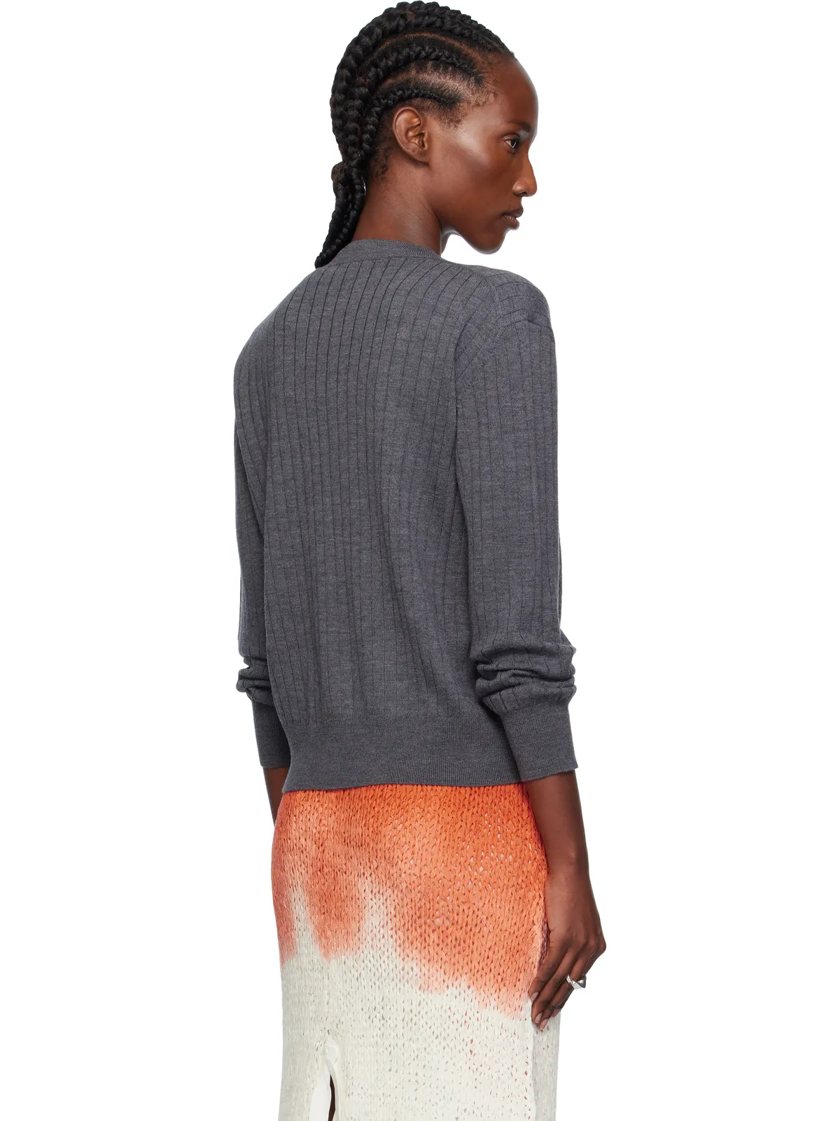 Bottega Veneta ウール リブ カーディガン - 画像3