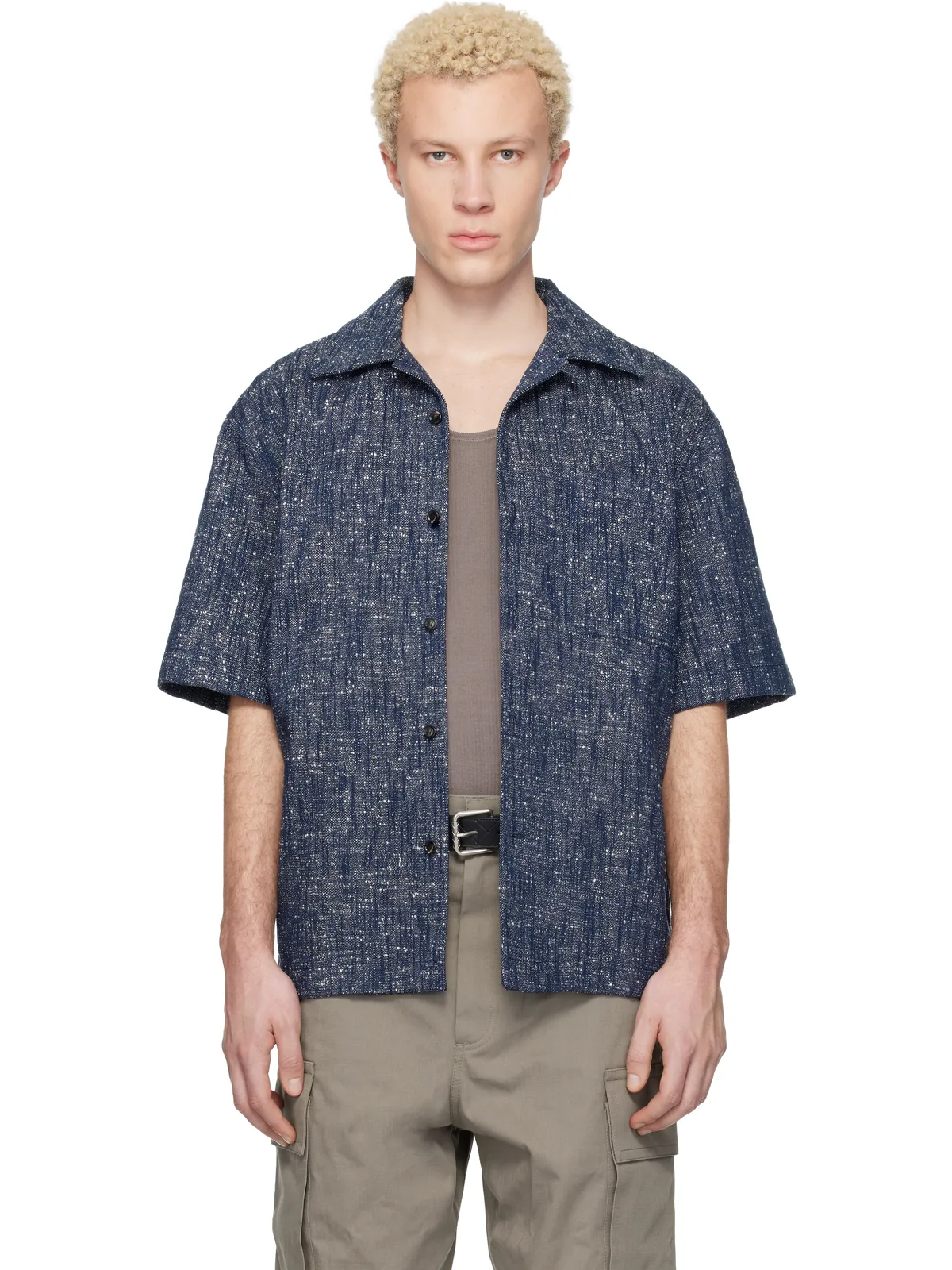 Bottega Veneta Textured Fleck Cotton Drill シャツ - 画像1