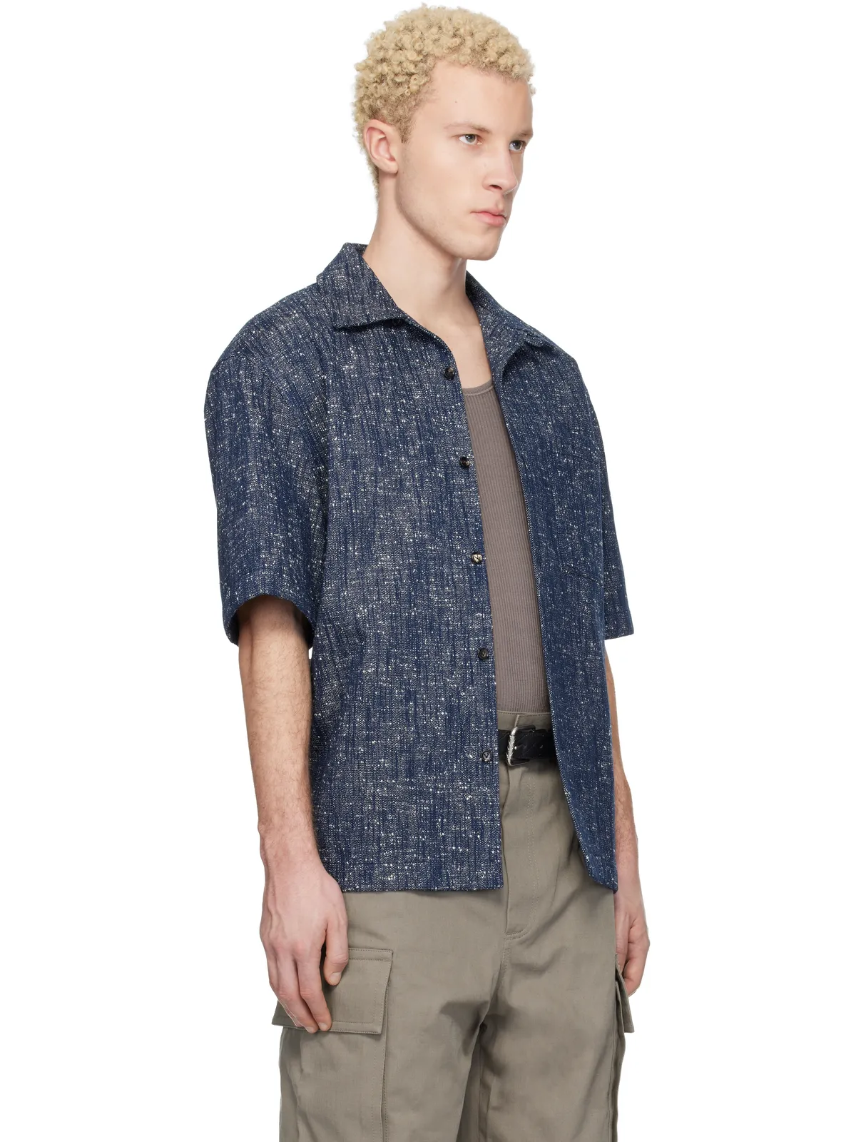 Bottega Veneta Textured Fleck Cotton Drill シャツ - 画像2