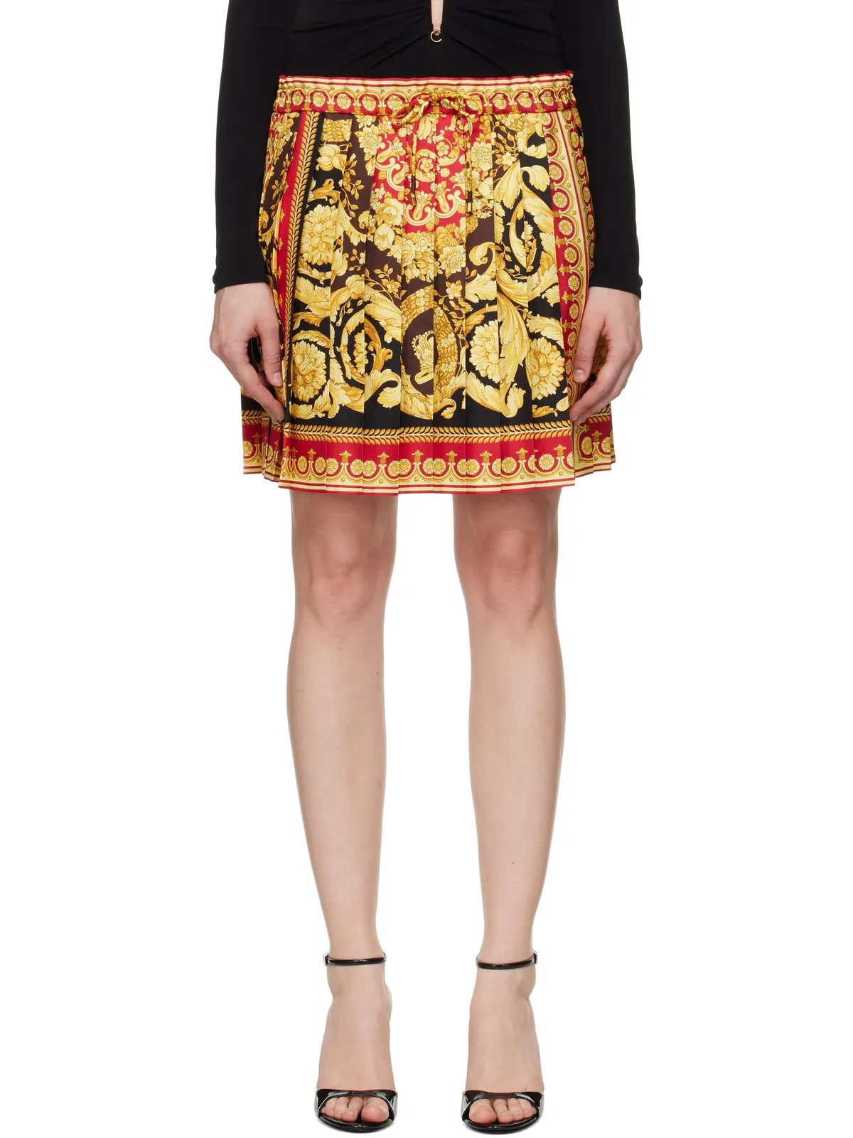 VERSACE バロッコ 92 フーラード シルク ミニスカート - 画像1