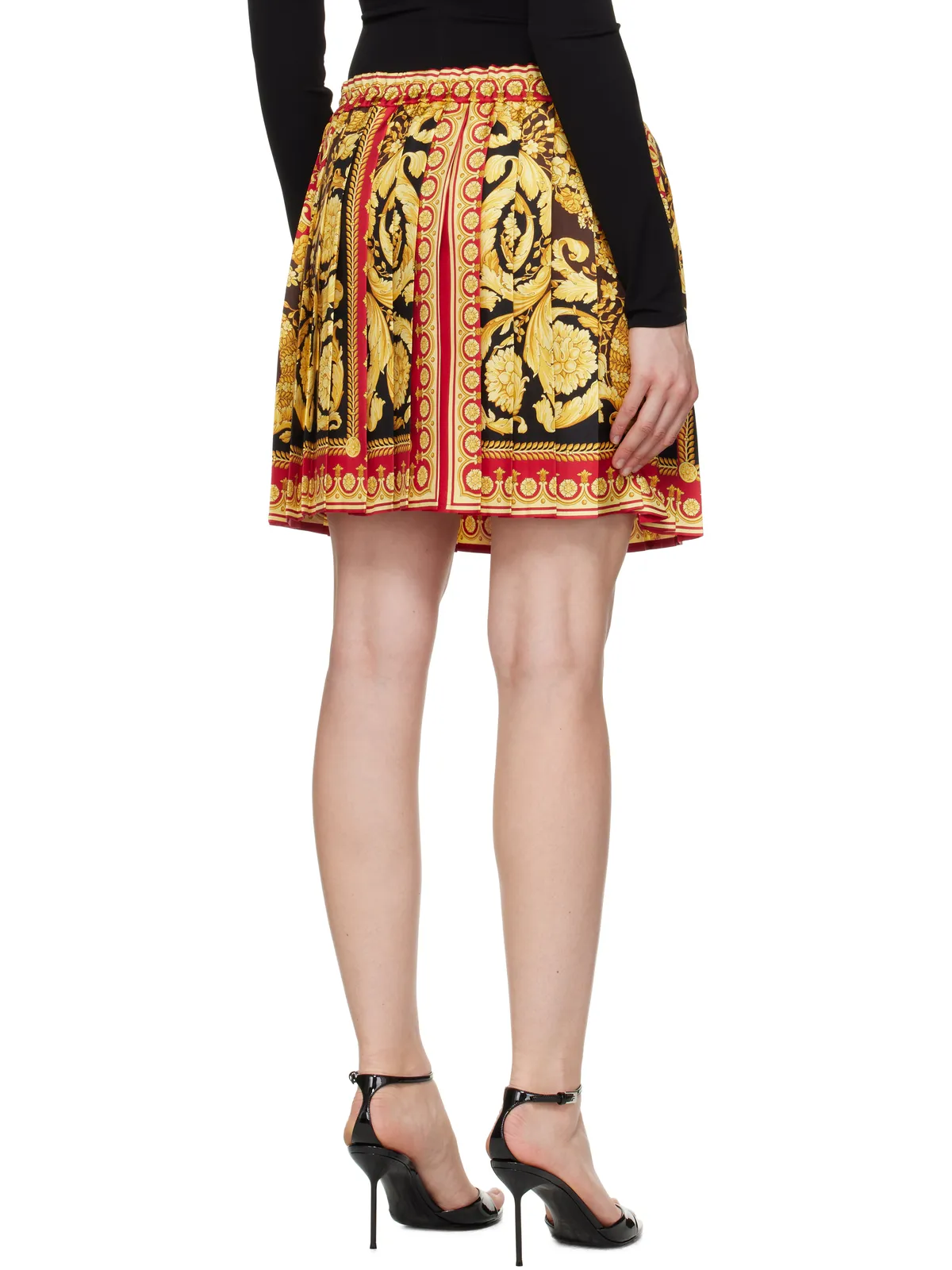 VERSACE バロッコ 92 フーラード シルク ミニスカート - 画像3