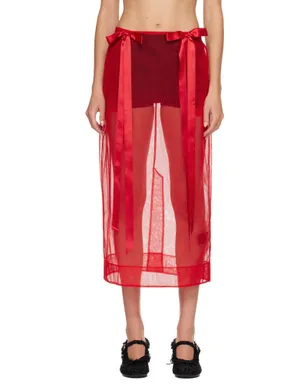 Simone Rocha Sheer Bow Ribbon ペンシル ミディアムスカート - サムネイル1