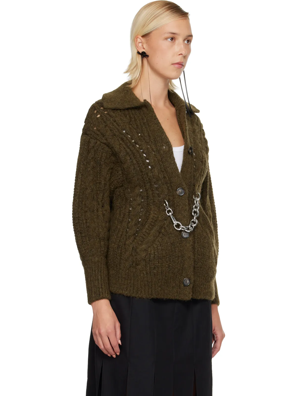 Simone Rocha Sculpted Chunky Knit Chain Detail カーディガン - 画像2