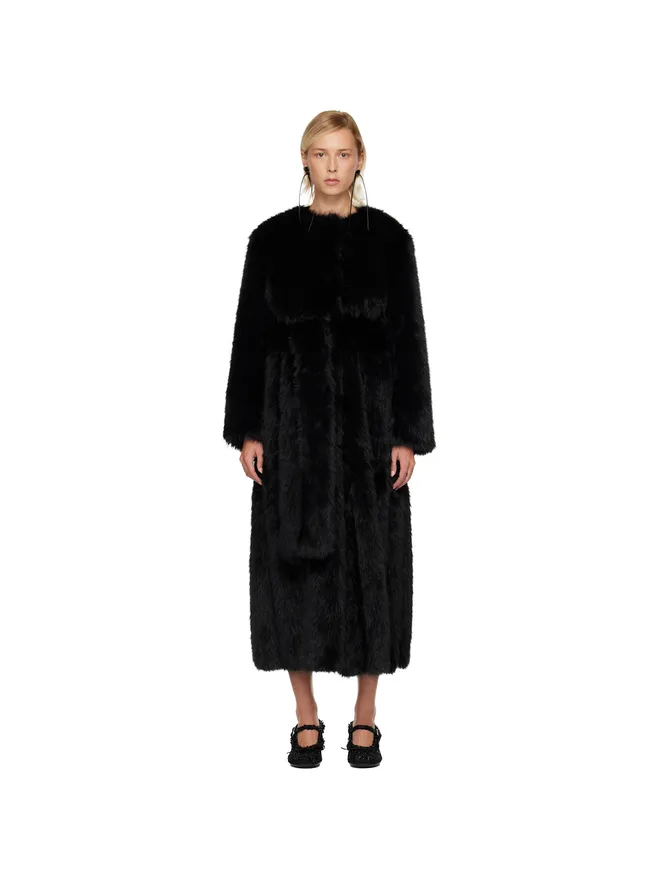 Simone Rocha Simone Rocha Belted Faux Fur Long Multi Slit コートの商品画像