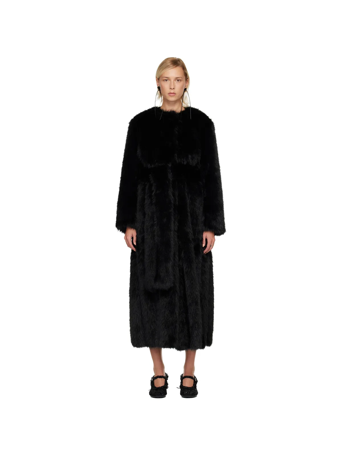 Simone Rocha Belted Faux Fur Long Multi Slit コート - 画像1