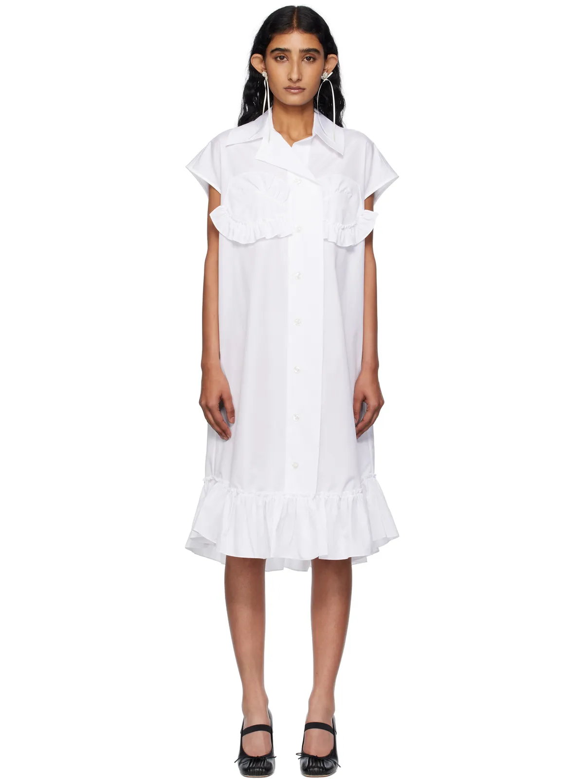 Simone Rocha Ruffle Bust Detail ノースリーブ ミディアムワンピース - 画像1