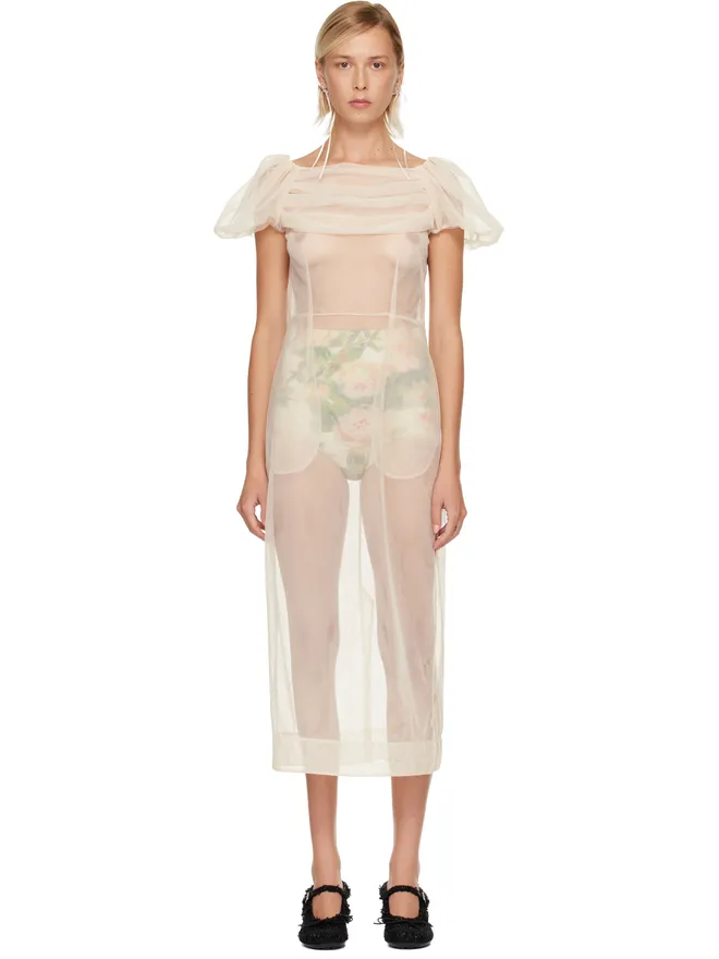 Simone Rocha Simone Rocha Sheer Sculpted Gathered Bust ミディアムワンピースの商品画像