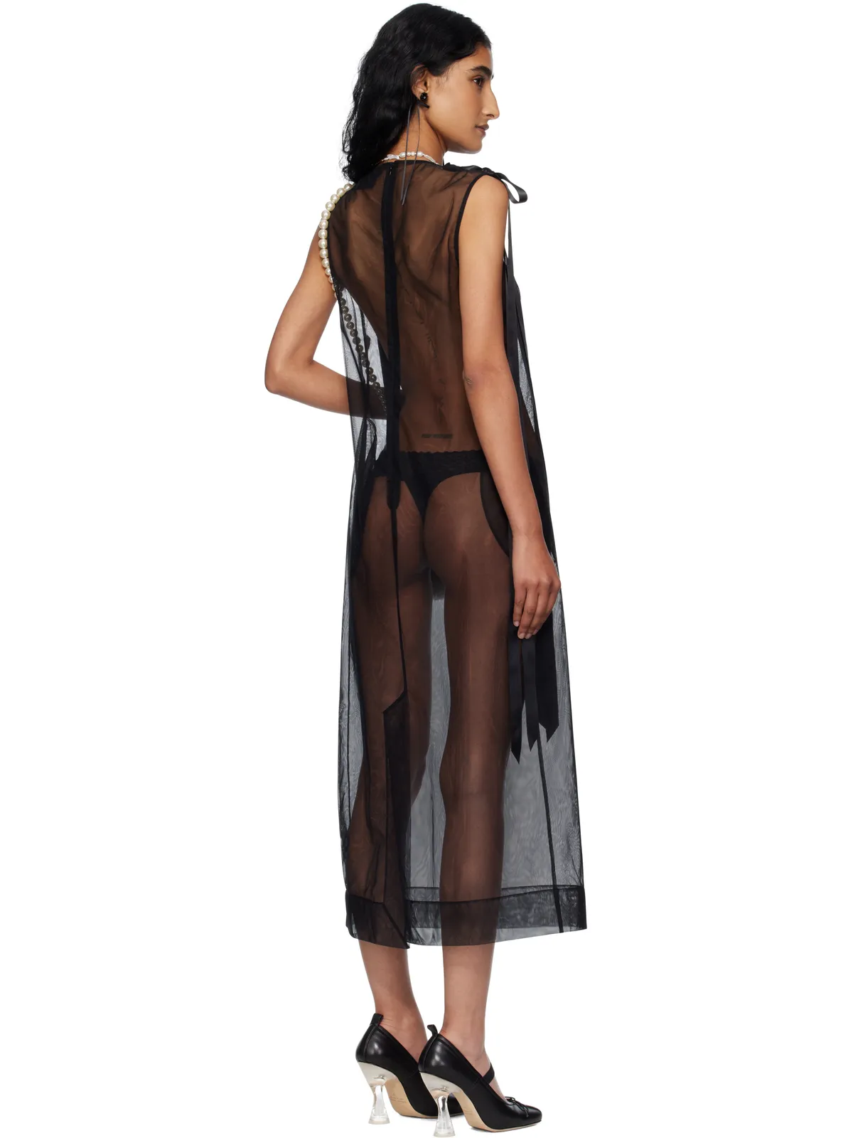 Simone Rocha Sheer Bow Ribbon Tail ミディアムドレス - 画像3