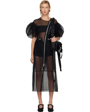 Simone Rocha Sheer Sculpted Petal Sleeve Biker ミディアムワンピース - サムネイル1