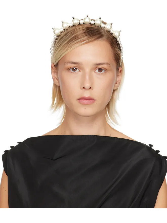 Simone Rocha Simone Rocha フェイクパール＆ラインストーン ティアラ ヘアバンドの商品画像