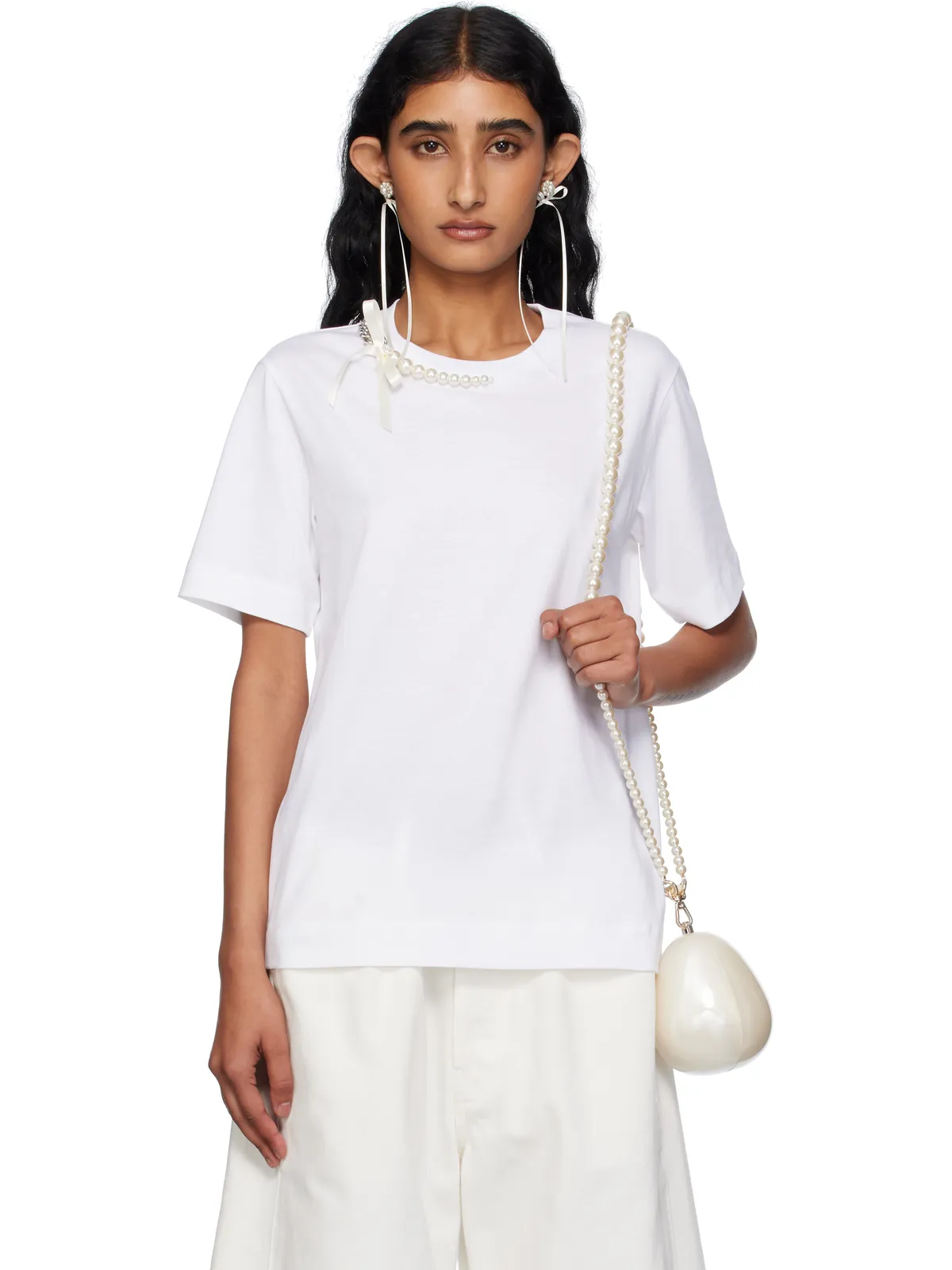 Simone Rocha Pearl & Chain Boy Tシャツ - 画像1