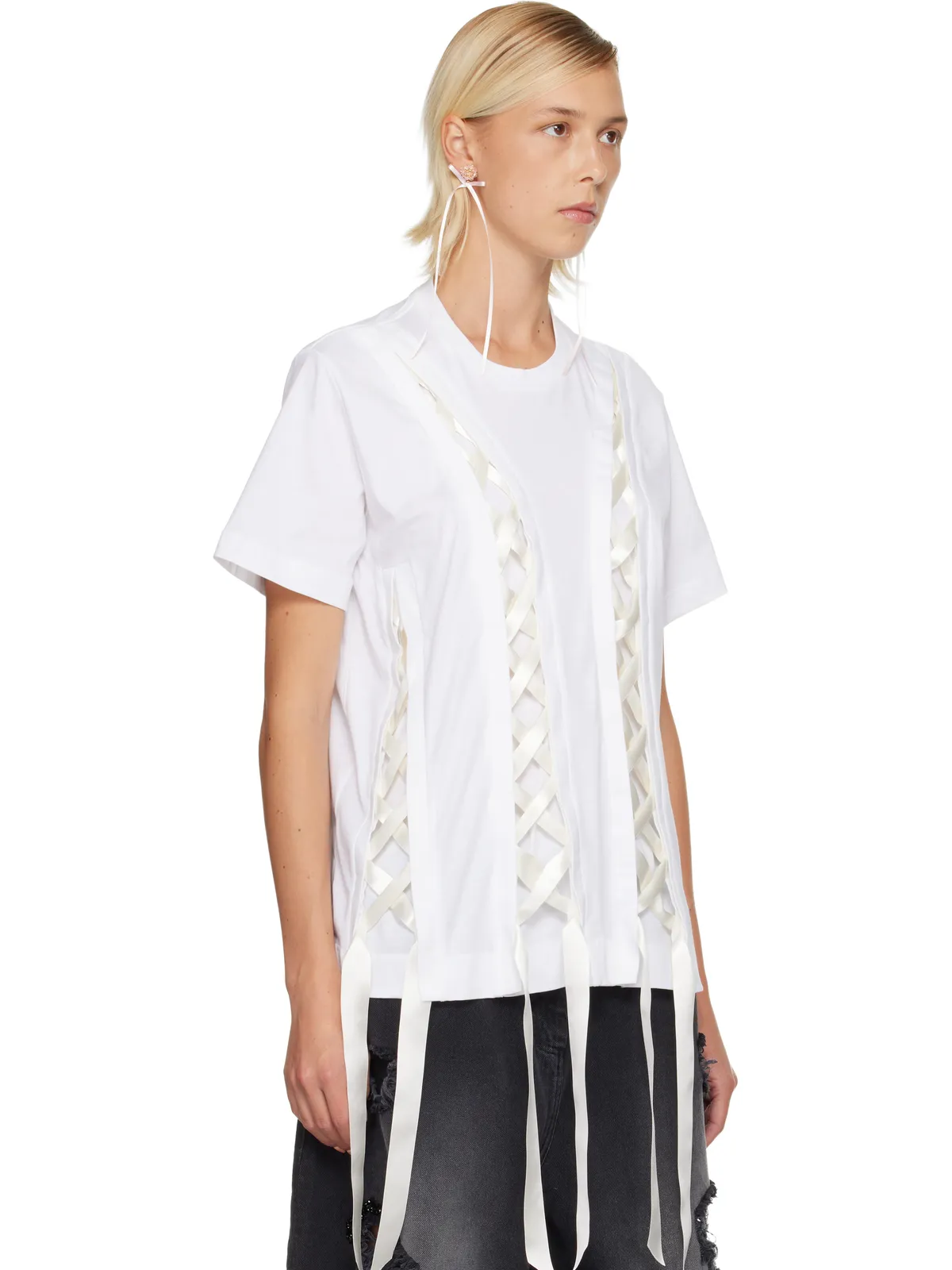 Simone Rocha Unraveling Ribbon Tシャツ - 画像2