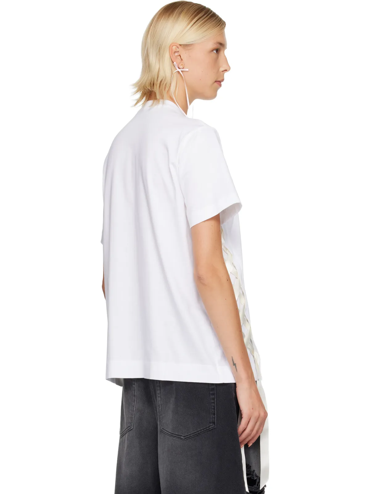 Simone Rocha Unraveling Ribbon Tシャツ - 画像3