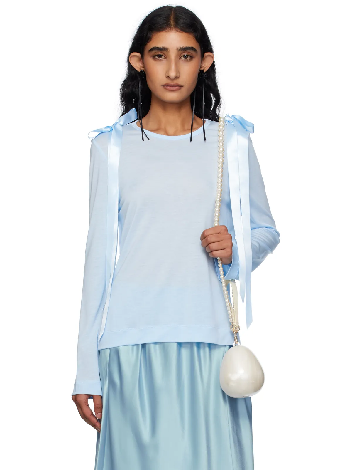 Simone Rocha SSENSE限定 Bow Ribbon Tail 長袖Tシャツ - 画像1