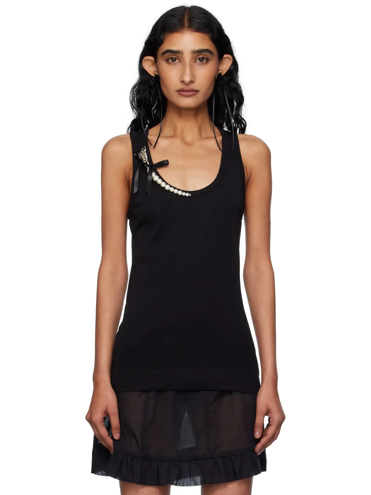 Simone Rocha Pearl Chain タンクトップ - 画像1