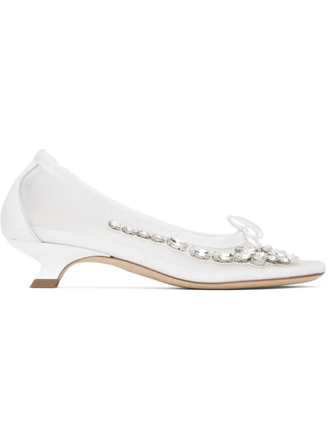 Simone Rocha Simone Rocha SSENSE限定 Bridalカプセルコレクション Embellished Flower Ballerina ヒールの商品画像