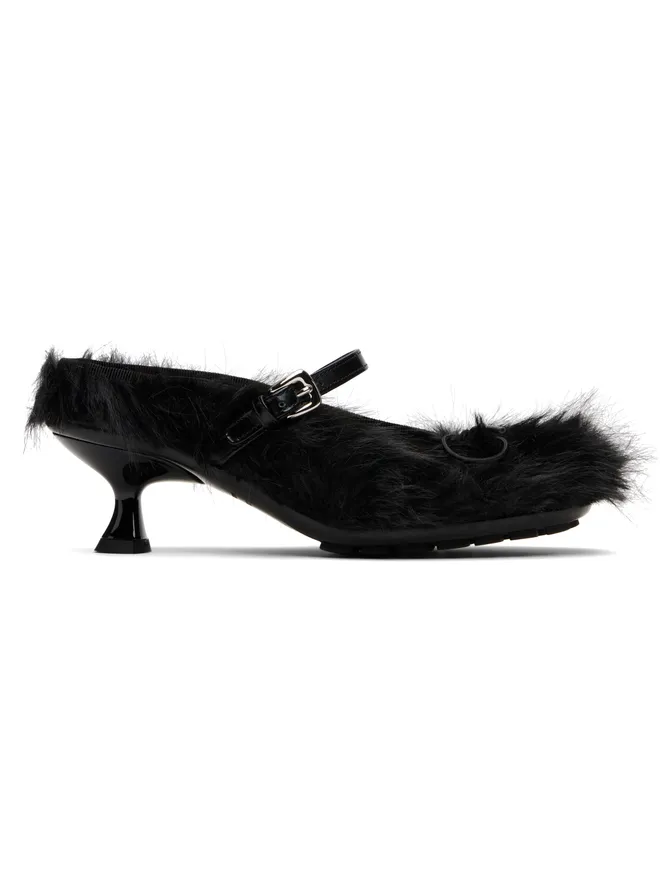 Simone Rocha Simone Rocha ブラック Grip フェイクファー ミュール ヒールの商品画像